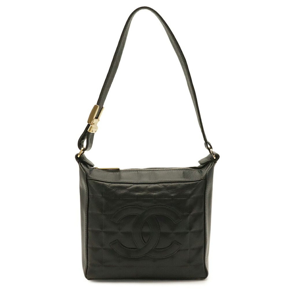 CHANEL Chocolate Bar Shoulder Bag/Handbag, Lambskin Leather, Black, A17360